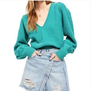 FREE PEOPLE reverie Sweater in emerald aura